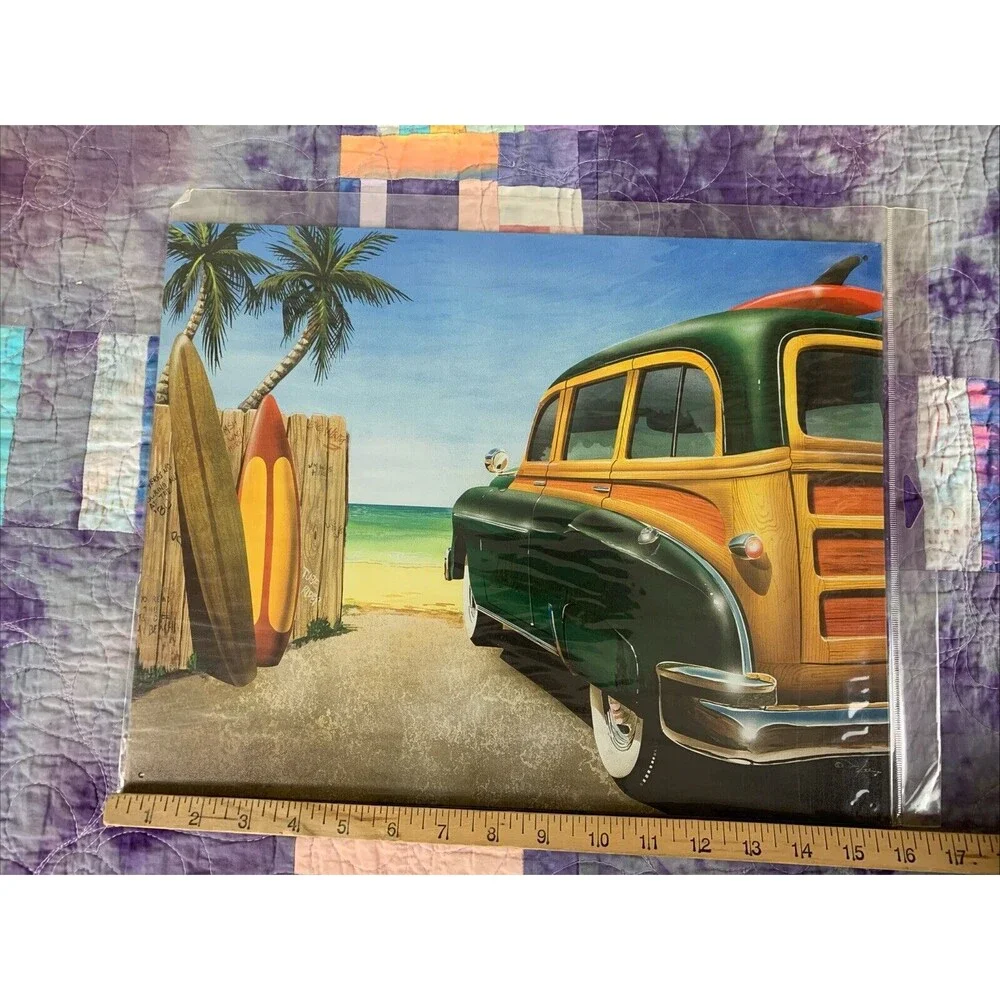 Route 66 Retro Auto Beach Surf Metal 16x12.5 Sign Decor Bar Man Cave Shop